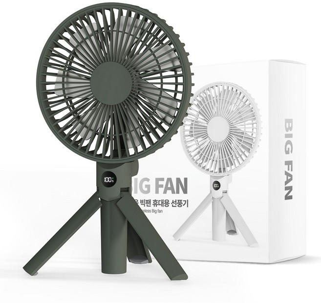 오브셀 휴대용 선풍기 초강력 무소음 빅팬 SDOB-200, 카키, SDOB-200KH