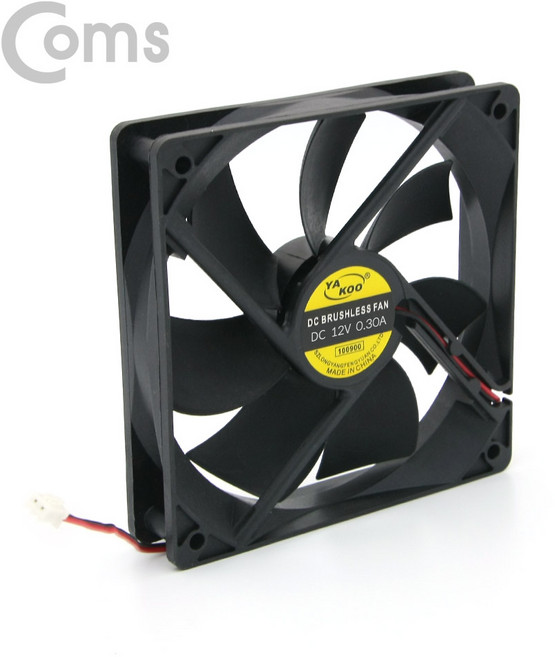 Coms NT949 DC12V 케이스용 팬쿨러 120mm 2핀전원 쿨러팬 DC브러시리스 팬 모터 저소음 2P 전원 커넥터, 1개