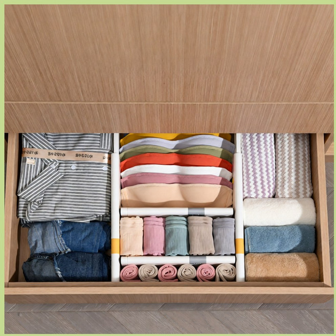 미루온 고급 서랍 칸막이 다용도 파티션 옷장 주방 길이조절, 크림, 1단