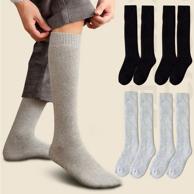 [4켤레세트] 남성 겨울 장목양말 두툼 니삭스 기모 보온 신축성 좋은 양말