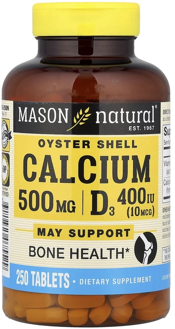Mason Natural 굴 껍질 칼슘 플러스 D3 250정, MasonNatural굴껍질칼슘플러스D3250정, 1개 - 쿠팡