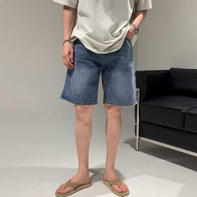 치트키 MADE 수엠 3컬러 워싱 하프 데님