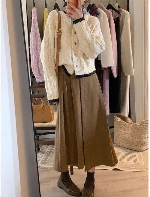 2026 여성 가을 겨울 라운드넥 니트 가디건 두꺼운 데일리 한국 스타일