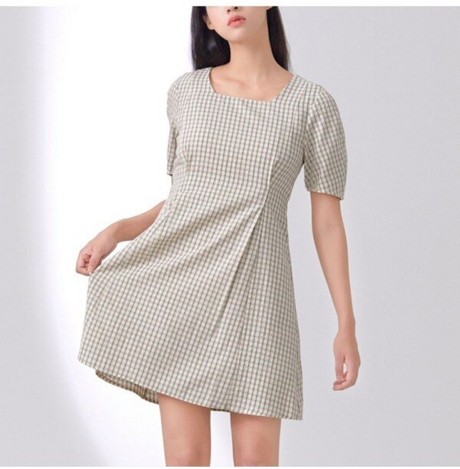 [미쏘] 체크 플레어 미니원피스 (MIWOWC829G-T)