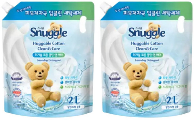 스너글 드럼 일반 세탁 세제 딥클린 리필 2L X2개, 2개