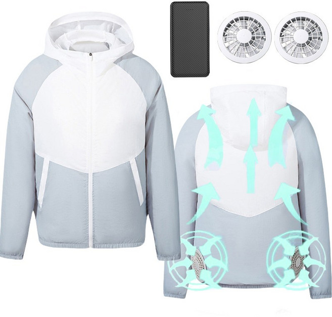 선풍기옷 자외선차단 냉방 에어컨 옷 +보조배터리10000mAh 여름 쿨링 선풍기조끼 USB 선풍기 옷 여름 현장 아이스 에어컨옷 작업복 냉풍조끼 여름 러닝 등산 아이스 옷