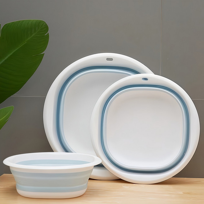 22GTP 접이식 대야 세수대야 욕실대야 다용도 접이식 대야 3종세트 휴대용 편리한 접이식 대야 설거지통 대야 접이식 세척 싱크대, 블루, 1세트