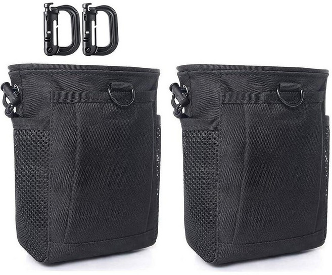 Tactical Molle 관리자 파우치 미국 국기 패치 및 키체인 포함 유틸리티 레이저 컷 전술 EDC 공구 파우치 백 수평 모듈러 (블랙-클래식 파우치), 블랙- 덤프 파우치 2팩