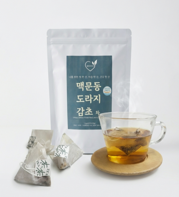 제이지허브 국산 볶은 맥문동 도라지 감초 티백 차, 2개, 50개입, 1g
