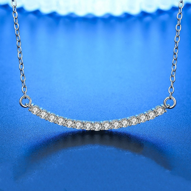 Youmi S925미소 다이아몬드 모양 목걸이 여자 선물 데일리 패션 심플 스마일 팬던트 SP09