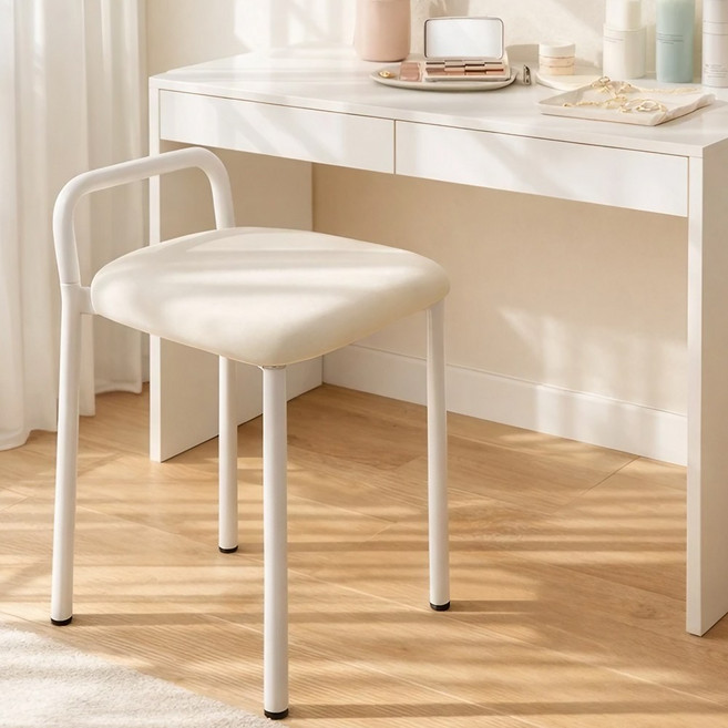 라온프리 예쁜 등받이 화장대 의자, 1개, 오프 화이트