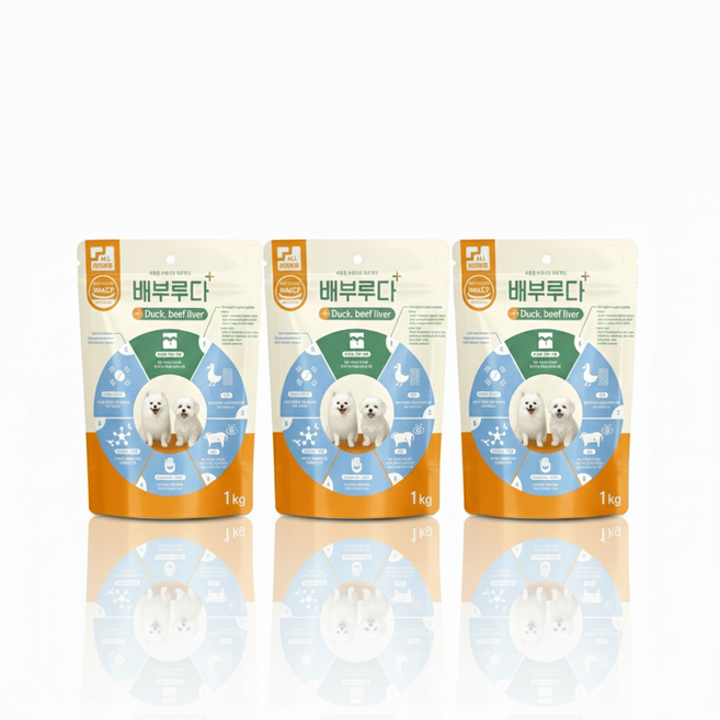 배부루다 가수분해 알러지 관절 프리미엄 강아지 수제사료, 3개, 1kg, 오리+소