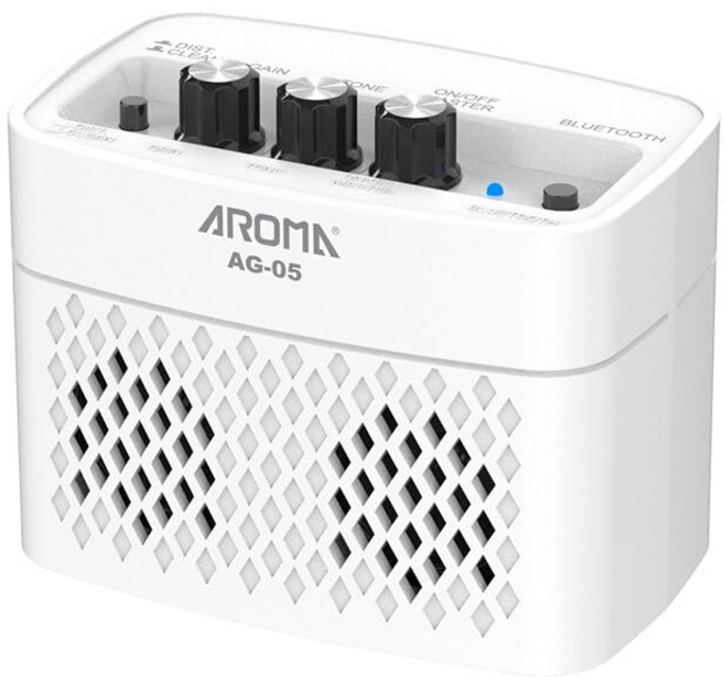 AROMA 아로마 기타 앰프 충전식 내장 5W Bluetooth 기능 AG-05 WHT