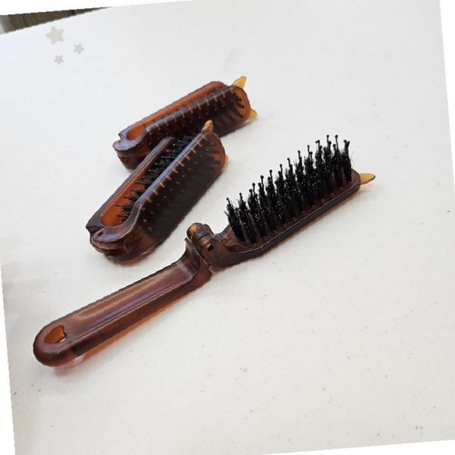 천연 돈모 나무 손잡이 접이식 휴대용 헤어 브러시 두피 마사지 빗 여행용 미용, 1개, 상세페이지 참조