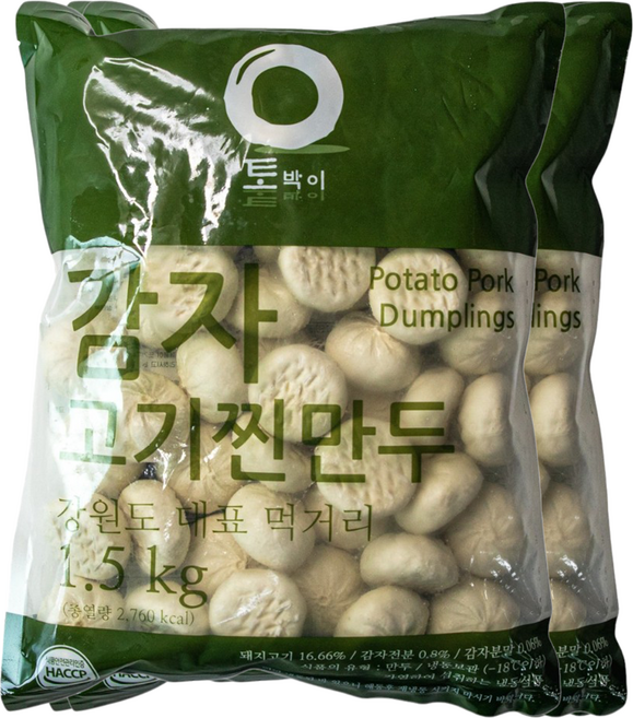 토박이마을 강원도 고기 감자만두 폭신쫄깃 식감과 육즙가득 떡국 전골 찐만두 군만두, 1.5kg, 2개
