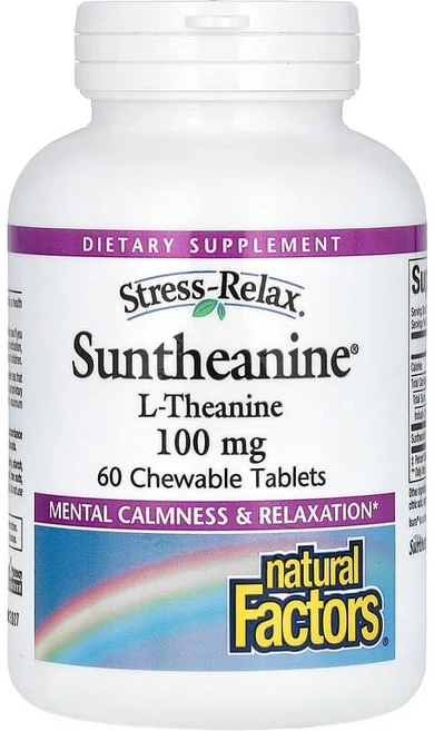 네추럴팩터스 Stress-Relax Suntheanine L-테아닌 100mg 츄어블 60정 NFS-02832, 1개 - 쿠팡