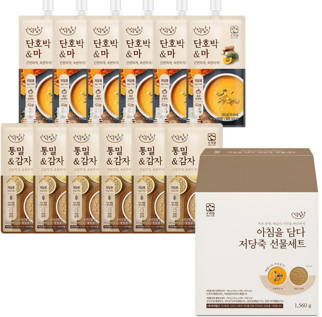 아침을담다 저당죽 선물세트 ( 단호박&마 +통밀&감자 ), 1.56kg, 1개