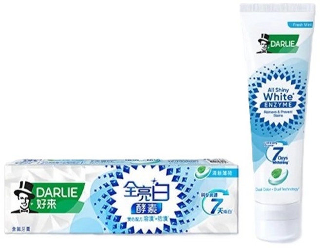 DARLIE 好來全亮白酵素牙膏 清新薄荷 120g 7天煥白 含氟配方, 1個, 120ml