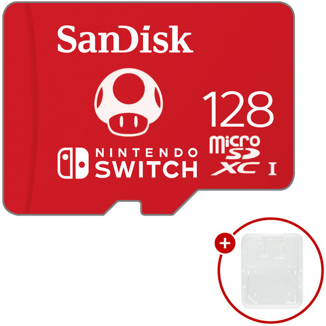 샌디스크 닌텐도 스위치용 마이크로SD 메모리카드 SDSQXAO + SD카드 케이스, 1개, 128GB