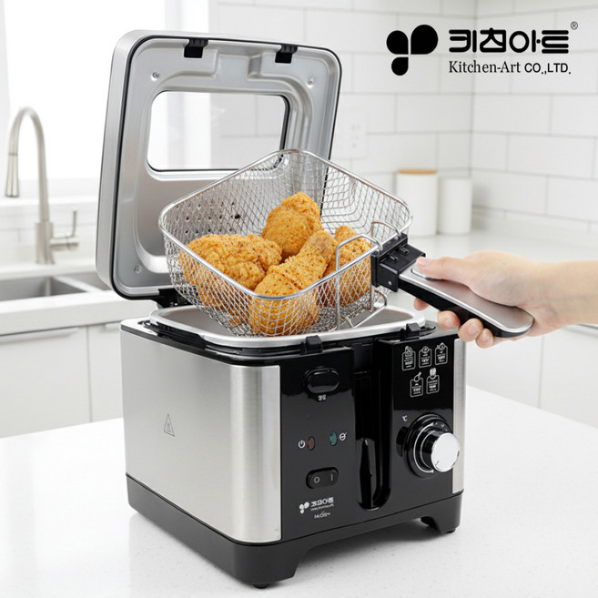 키친아트 튀김기 3L 전기 소형 미니 튀김기 가정용