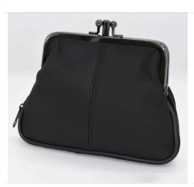 日本原裝進口 收納富翁系列 小羊皮口金包 增加底部收納空間, 黑色