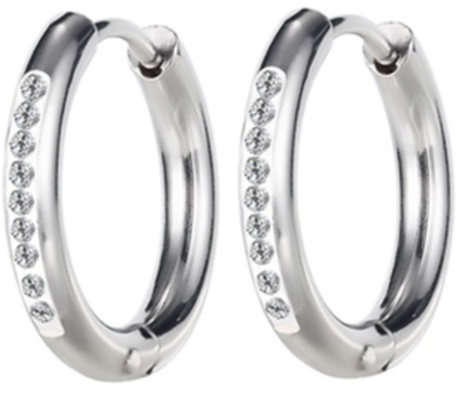 에르모사제이 맨즈 ME004 써지컬 스틸 큐빅 남자 여자 커플 실버 기본 피어싱 링 귀걸이