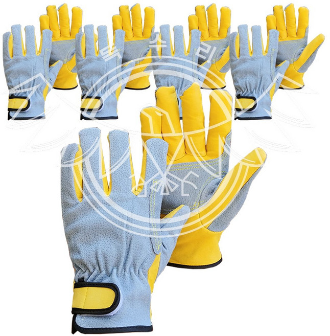 독수리 알곤장갑 용접장갑 가죽 작업 TS-A8L 5세트, 노랑 + 회색, 5개