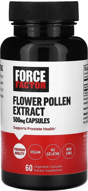 포스팩터 FORCE FACTOR Flower Pollen Extract 500 mg 60 Vegetable Capsules - 쿠팡