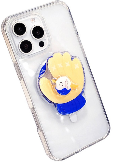 5세컨즈 귀여운 스포츠 캐릭터 핸디 맥세이프 호환 탈부착 그립 거치대 스마트톡, 1개, 야구 스마트톡