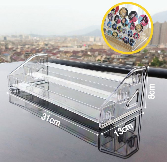 마켓피아 코인 메달 뱃지 피규어 보관함 계단식 아크릴 진열대, 투명, 3세트