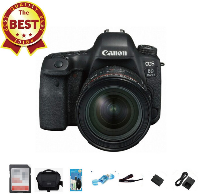 추가금x 캐논 EOS 6D Mark II+24-70mm F2.8 USM+64GB+가방+리더기+청소세트 고급 풀프레임 DSLR카메라 풀패키지 육두막