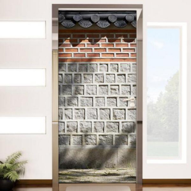 아트박스/꾸밈 am225-그늘진기와돌담_현관문시트지, 단품