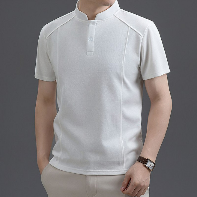 ANYOU 여름 남성 코디 비즈니스 반팔 티 캐주얼 루즈핏 정견 상의