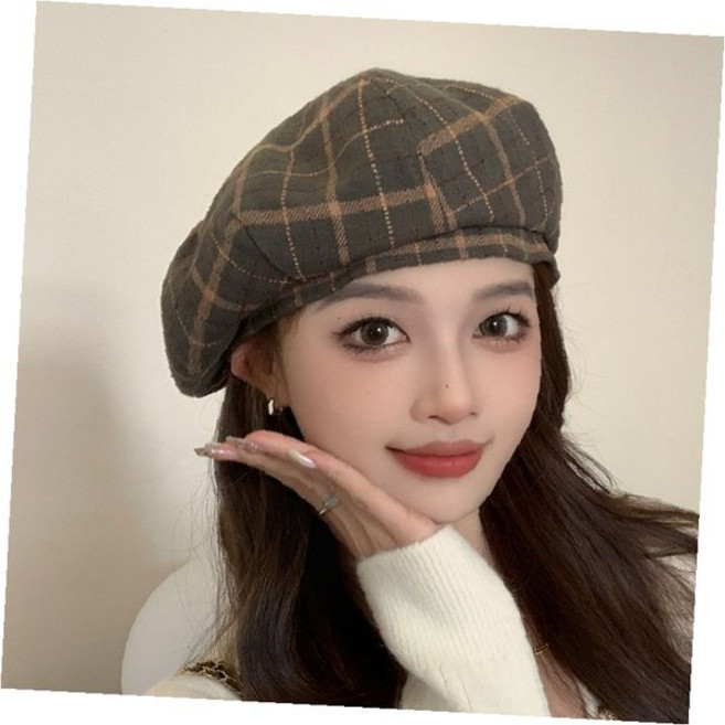잉글리쉬 체크 무늬 베레모 여성 레트로 클래식 가을 겨울 모자 패션 액세서리