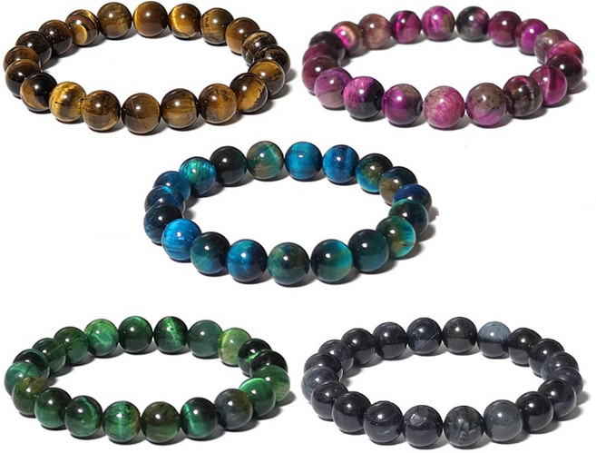 지홍 데일리 컬러 8mm 호안석 팔찌 행운 재물운 염주 남녀공용