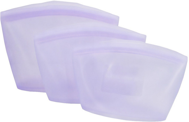 실리팟 프리미엄 실리콘 지퍼백 S + M + L 3종 세트, 라벤더, 1세트