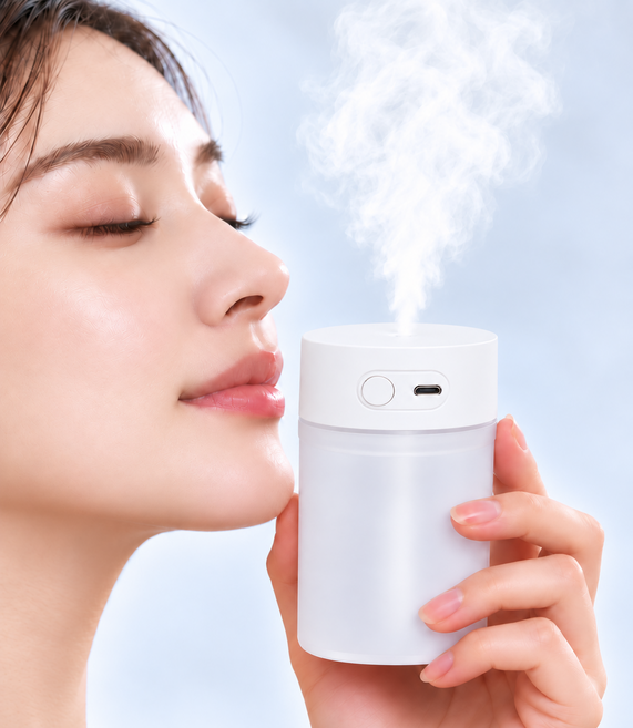 10위 - AIRYES 미니 가습기 260ml USB 무드등 테이블 미스트 무소음 탁상용 차량용 가정용 사무실, 화이트