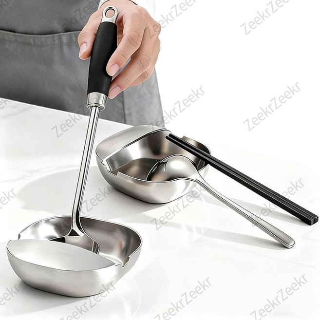 304 스텐 국자 받침대 조리도구 거치대, 은백색, 1개