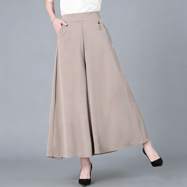 NUNUHANA 여성 치마바지 시원한 빅사이즈 밴딩 와이드 팬츠 9부