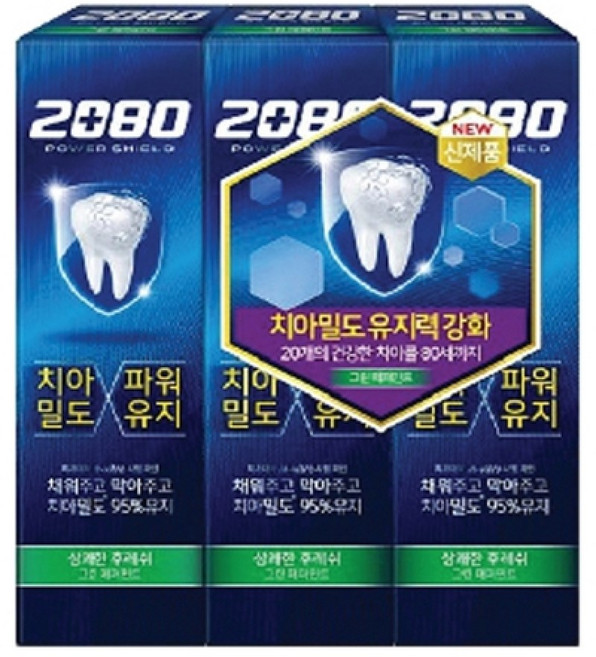 애경 치아밀도 구강 청결 2080 파워쉴드 치약 140g 3개입, 1세트