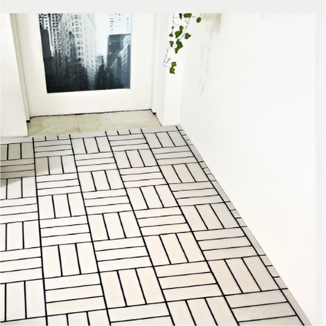 북유럽 패턴 코일매트 현관 출입구 베란다 발코니 신발장 바닥 미끄럼방지 발매트 가정용 홈인테리어, 120 x 100, NO.9 스퀘어-화이트, 1개