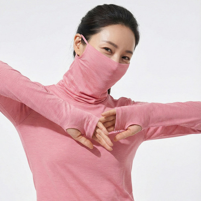 여름 여성 엄지홀 마스크 티셔츠 쿨 냉감 티 작업복 긴팔 골프이너웨어