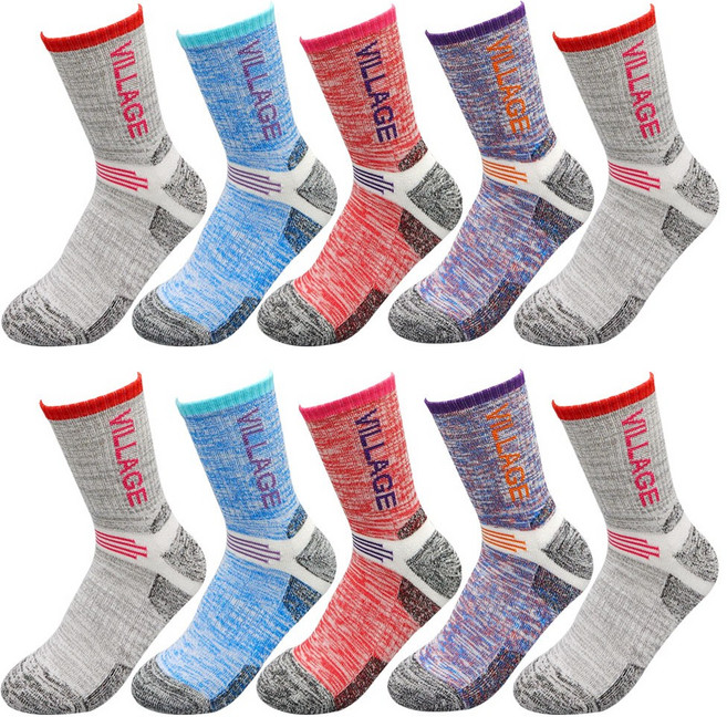 다빈 남성용 여성용 두꺼운 이중바닥 등산 스포츠 작업 양말 10켤레, 여자등산장목, 혼합(10켤레)1세트