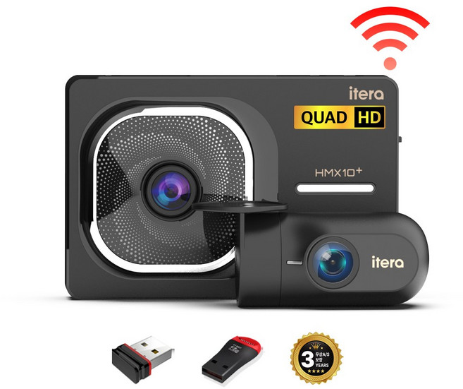 아이테라 HMX10 Plus QHD+FHD(와이파이증정) 블랙박스 2채널 64G 스마트폰연동 무상 AS 3년 ADAS 차량배터리보호 초절전 셀프장착, 자가장착(DIY)+WIFI+리더기+쿠폰, 64GB