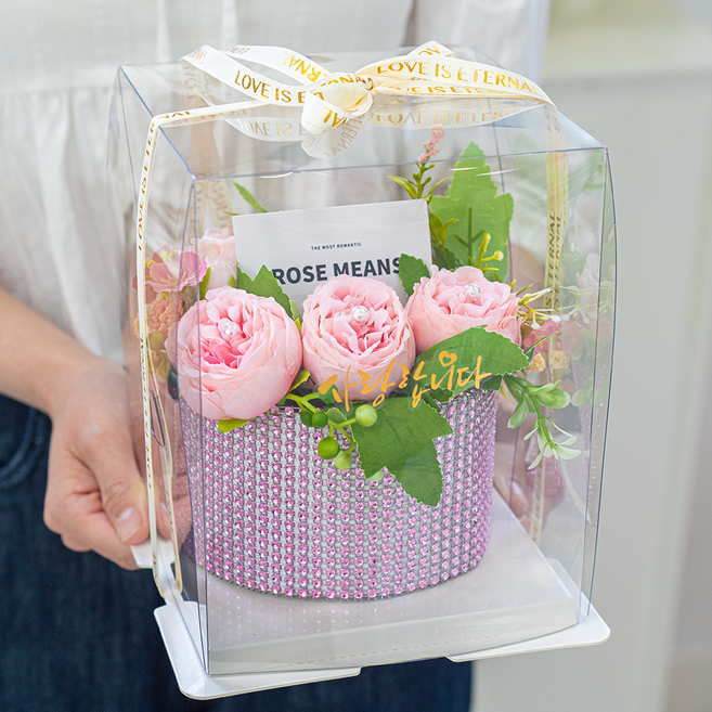 마음담은집"사랑 전하는"서프라이즈 플라워 용돈박스, 돈티슈 핑크, 1개