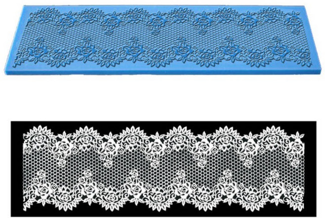 Si-0021蕾絲矽膠模具︱玫瑰蕾絲翻模 矽膠模具 蕾絲模具 蕾絲墊 印花模︱麥手作, Si-0021 蕾絲矽膠模具, 1個