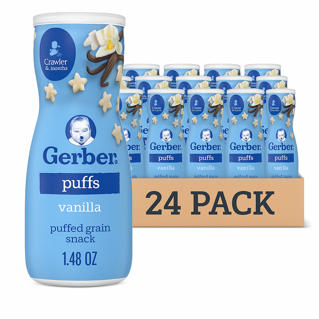 거버 그래듀에이츠 퍼프 시리얼 스낵, 42g, 24개, 바닐라