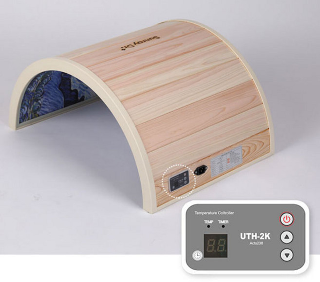 편백나무 대형 큐어돔 온열찜질기 원적외선 전기 찜질기, 헤링본 블루