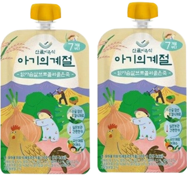 산골이유식 아기의계절 (7개월부터), 2개, 닭가슴살브로콜리묽은죽