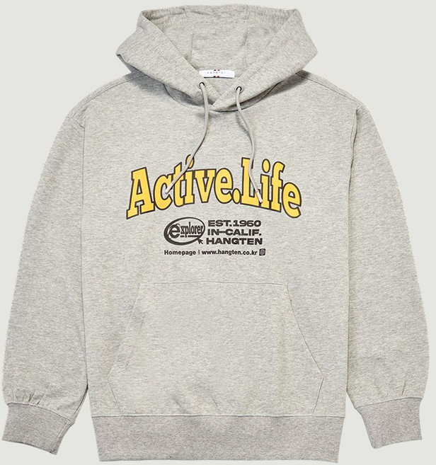 행텐 액티브 오버 그래픽 후드 티셔츠
